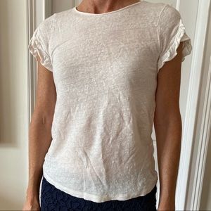 Vineyard Vines Short-Sleeve Linen Ruffle Tee, XS